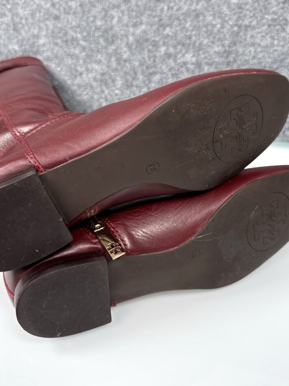 Tory Burch Classic Tall Riding Boot Burgundy Women's 6.5 - Picture 11 of 13